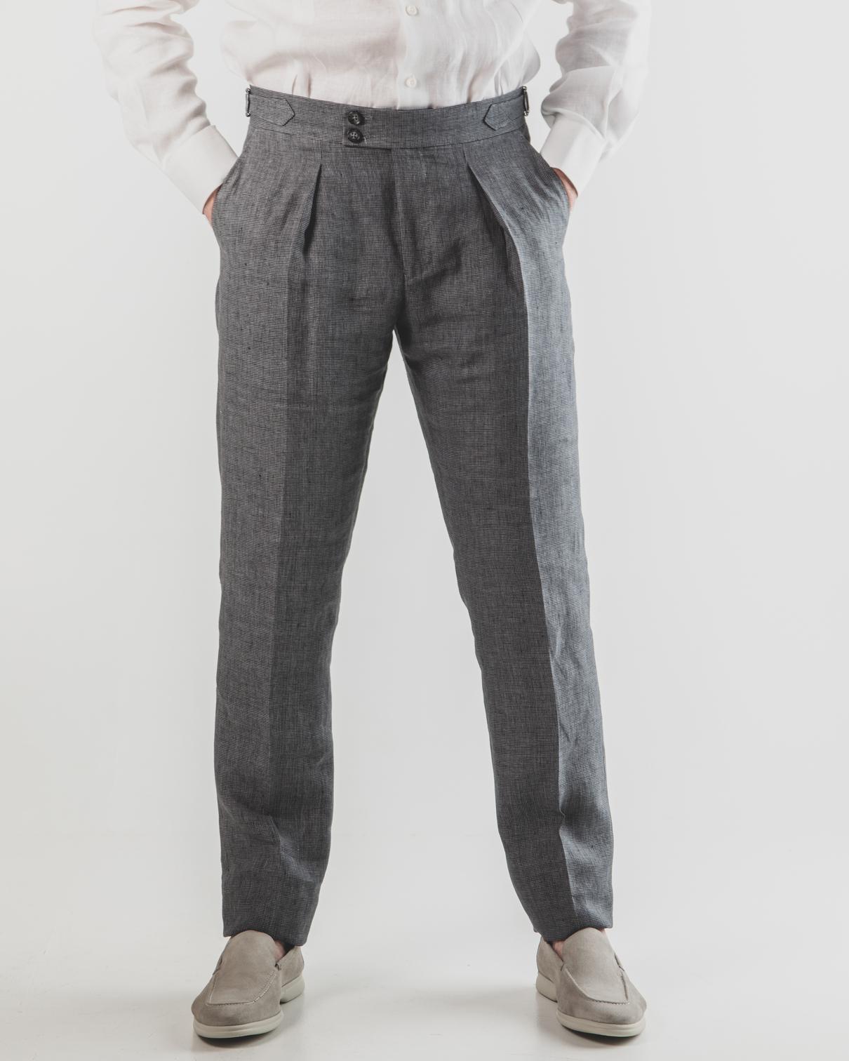 Blue Yakka Houndstooth Linen Trousers