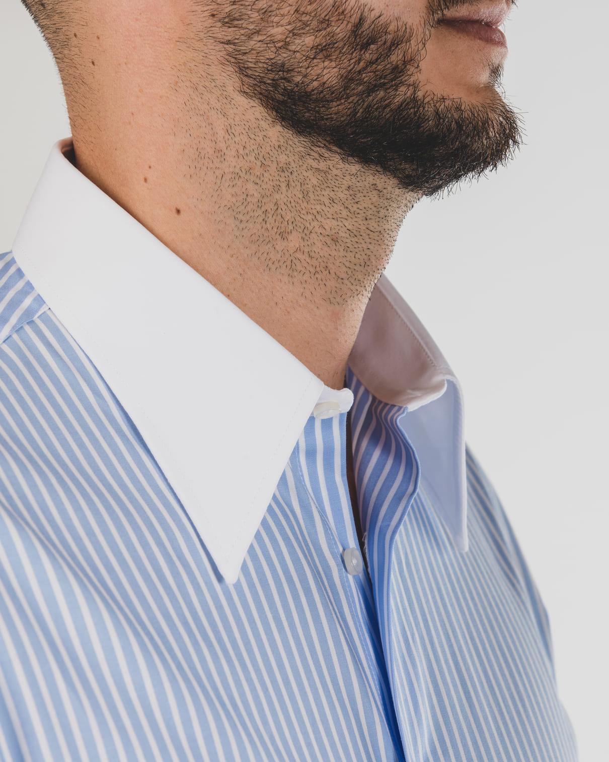 Blue/white striped shirt with LONDON collar