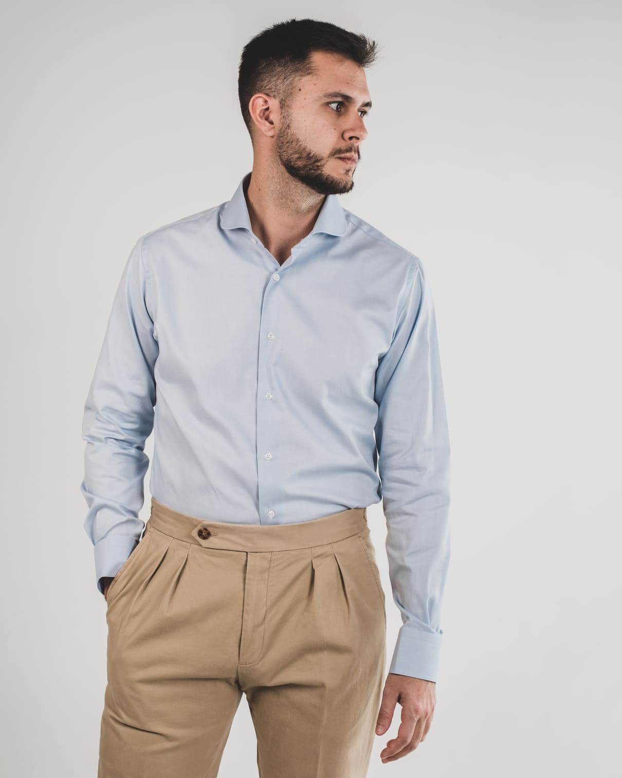 Light Blue Shirt Cut collar with round toe