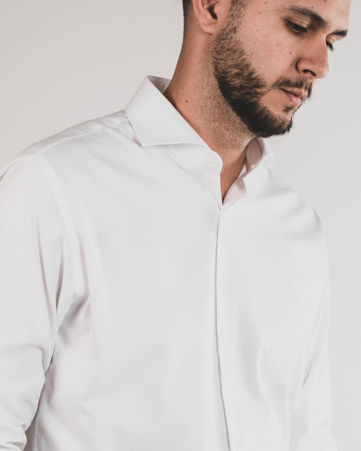 White Shirt with Cut Collar
