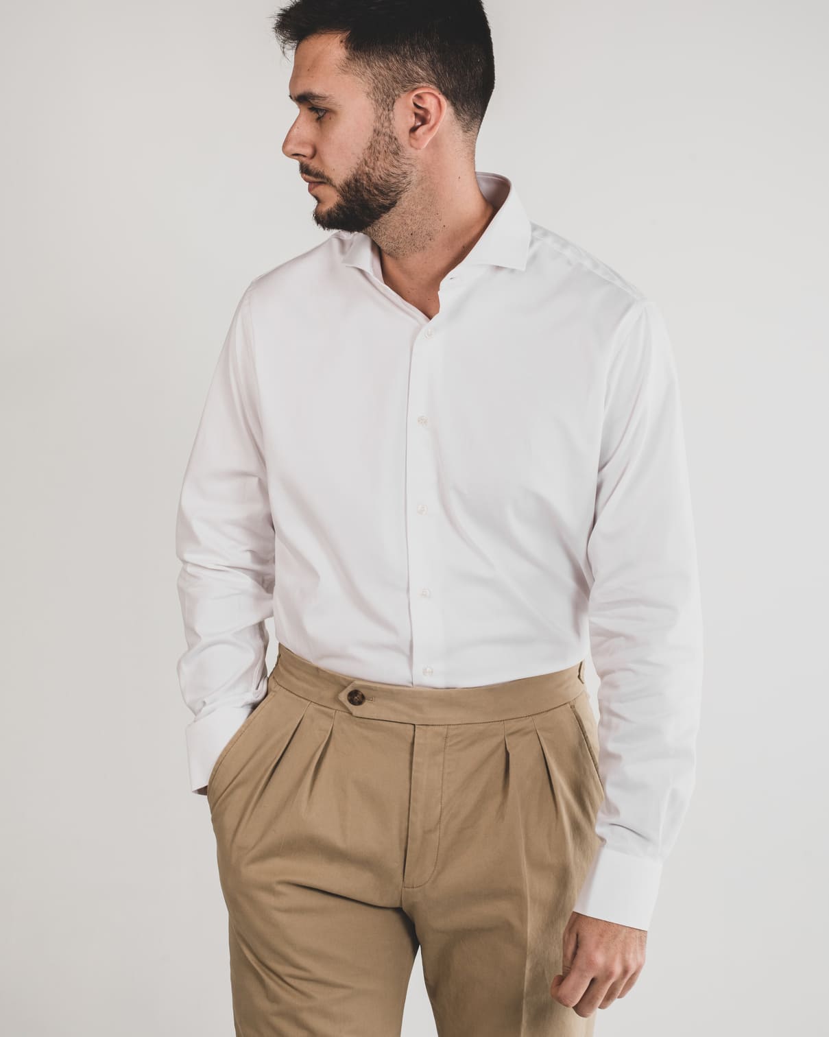 White Shirt with Cut Collar