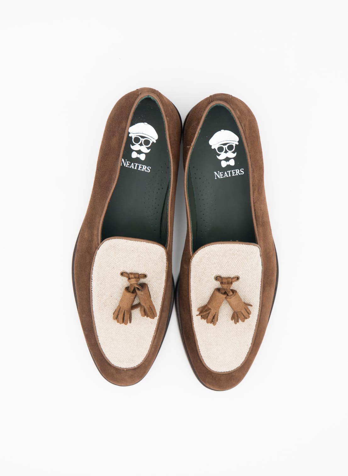 Cognac Linen Suede Moccasin with Tassels