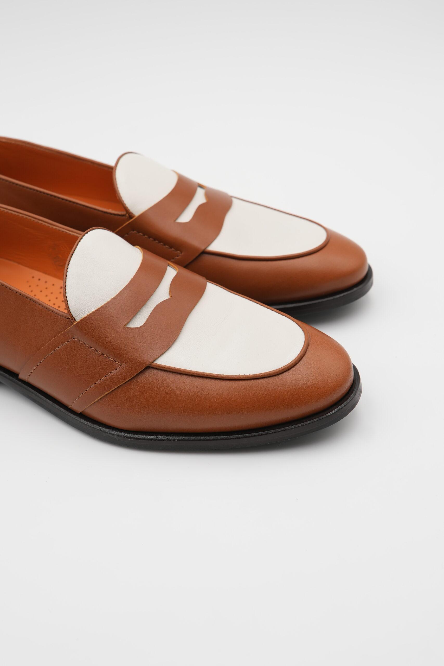 Coy Leather and White Moccasin