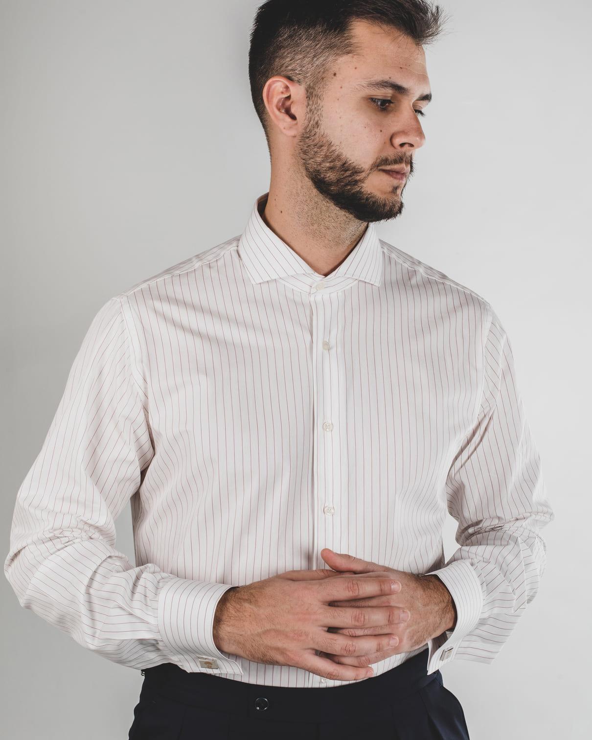 Camisa Blanca con Rayas Granates