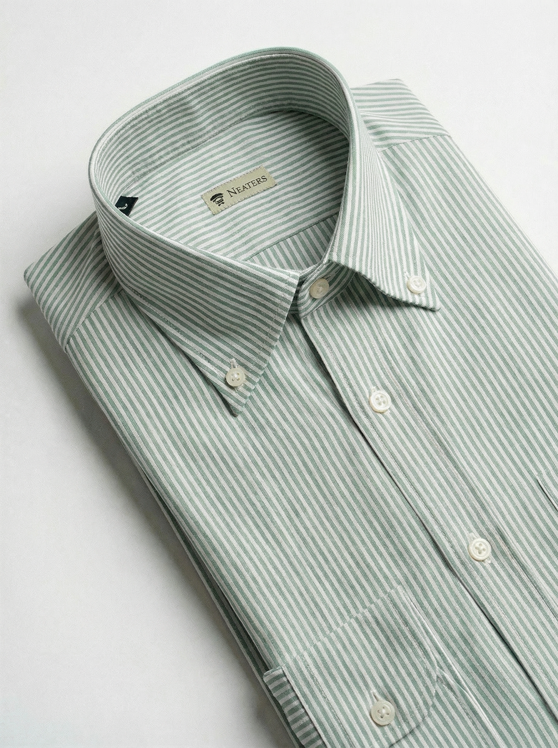 Camisa Oxford Rayas Verde Claro