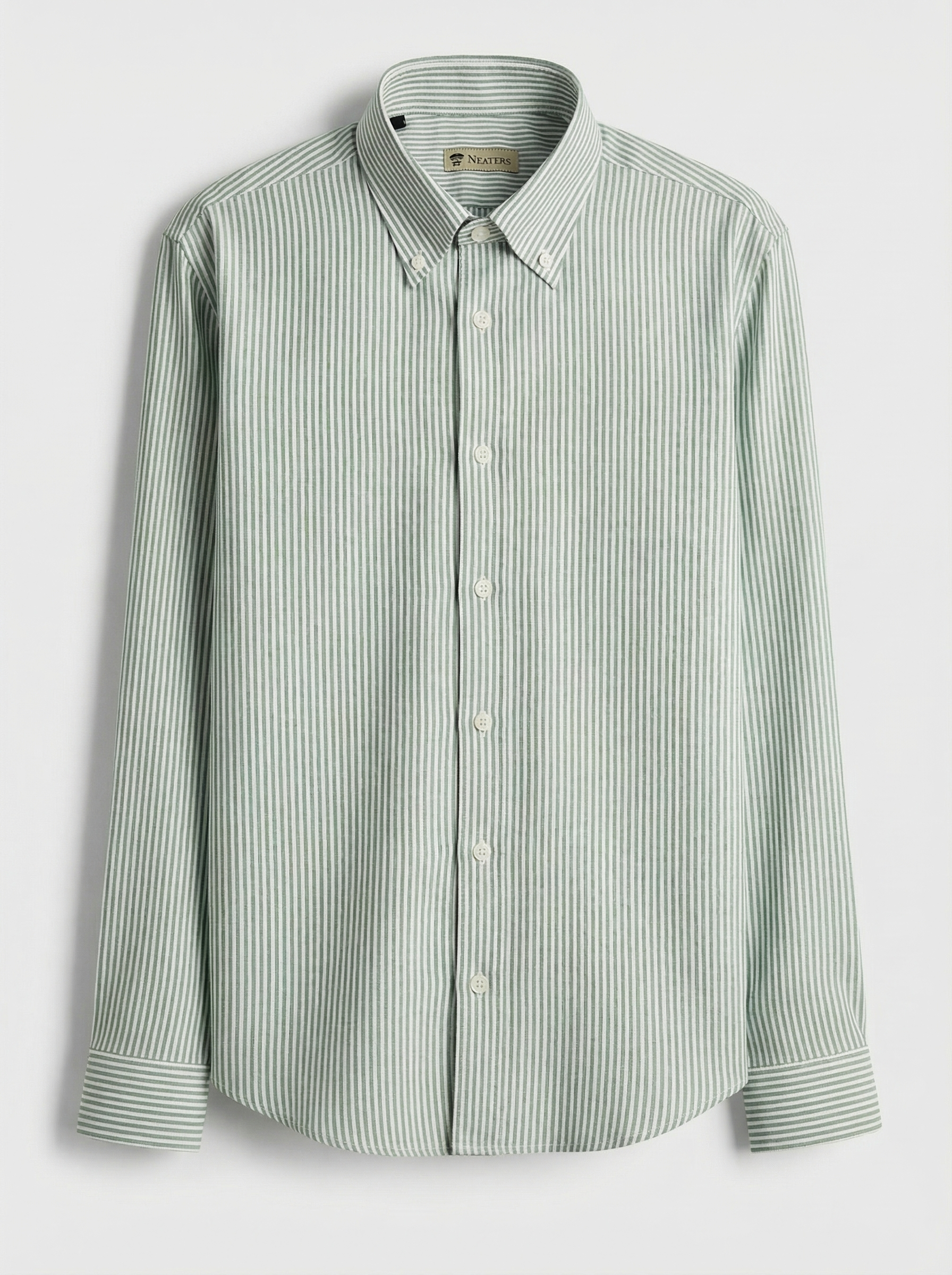 Camisa Oxford Rayas Verde Claro