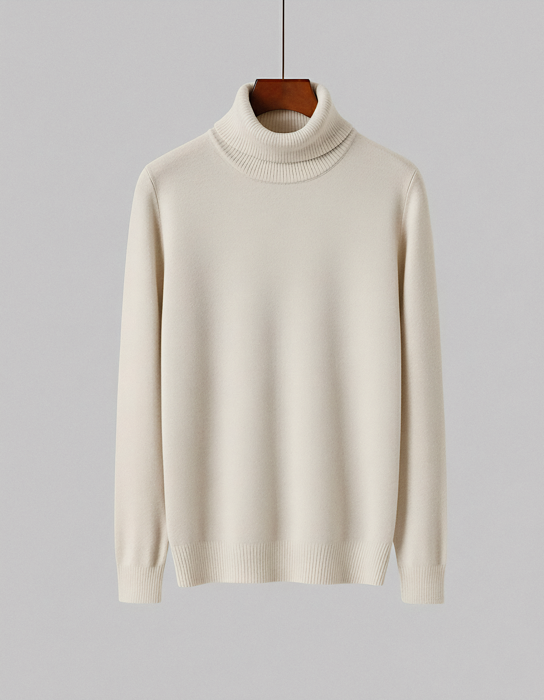Jersey Beige Lana Lambswool Cuello Alto