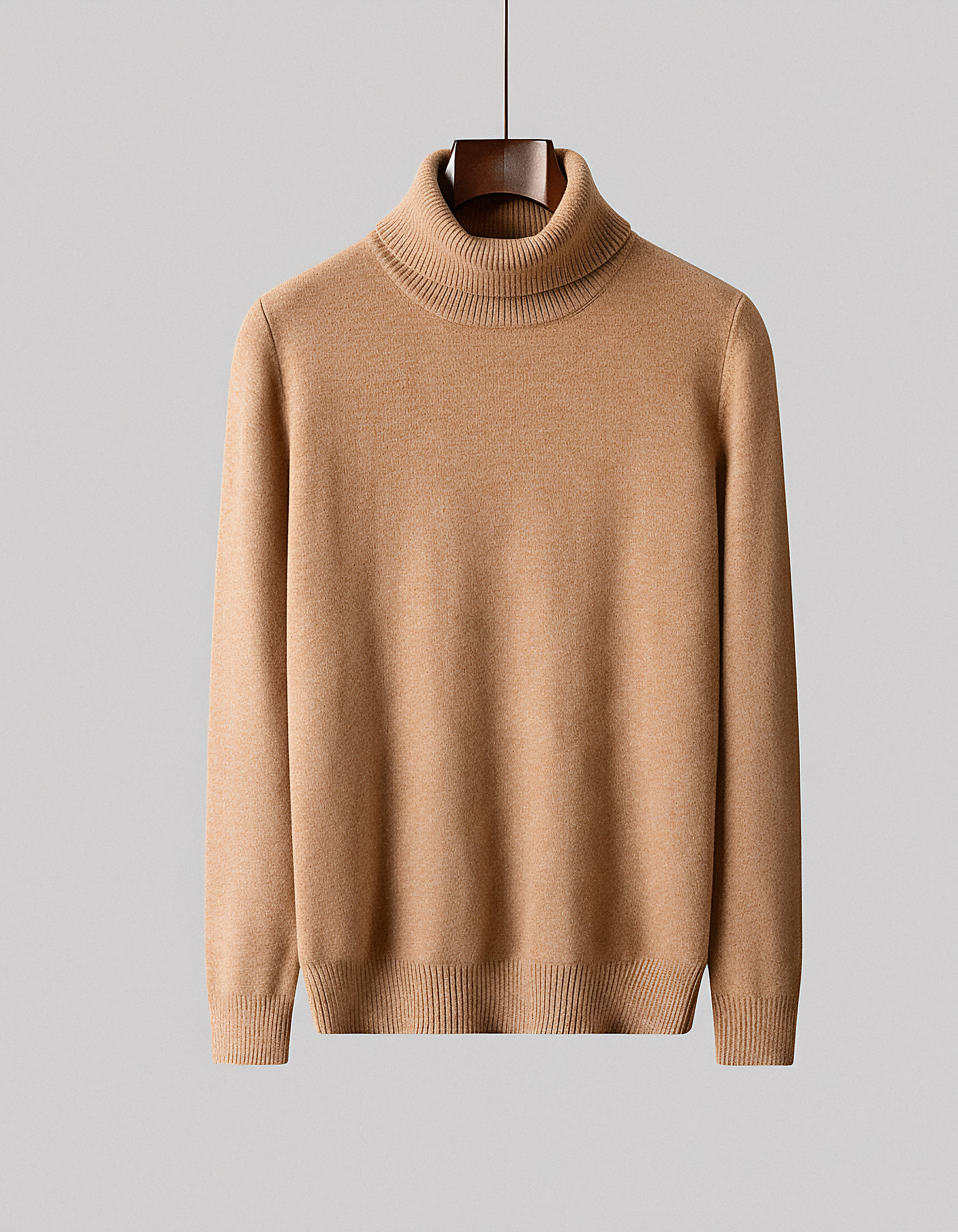 Jersey camel Lana Lambswool Cuello Alto