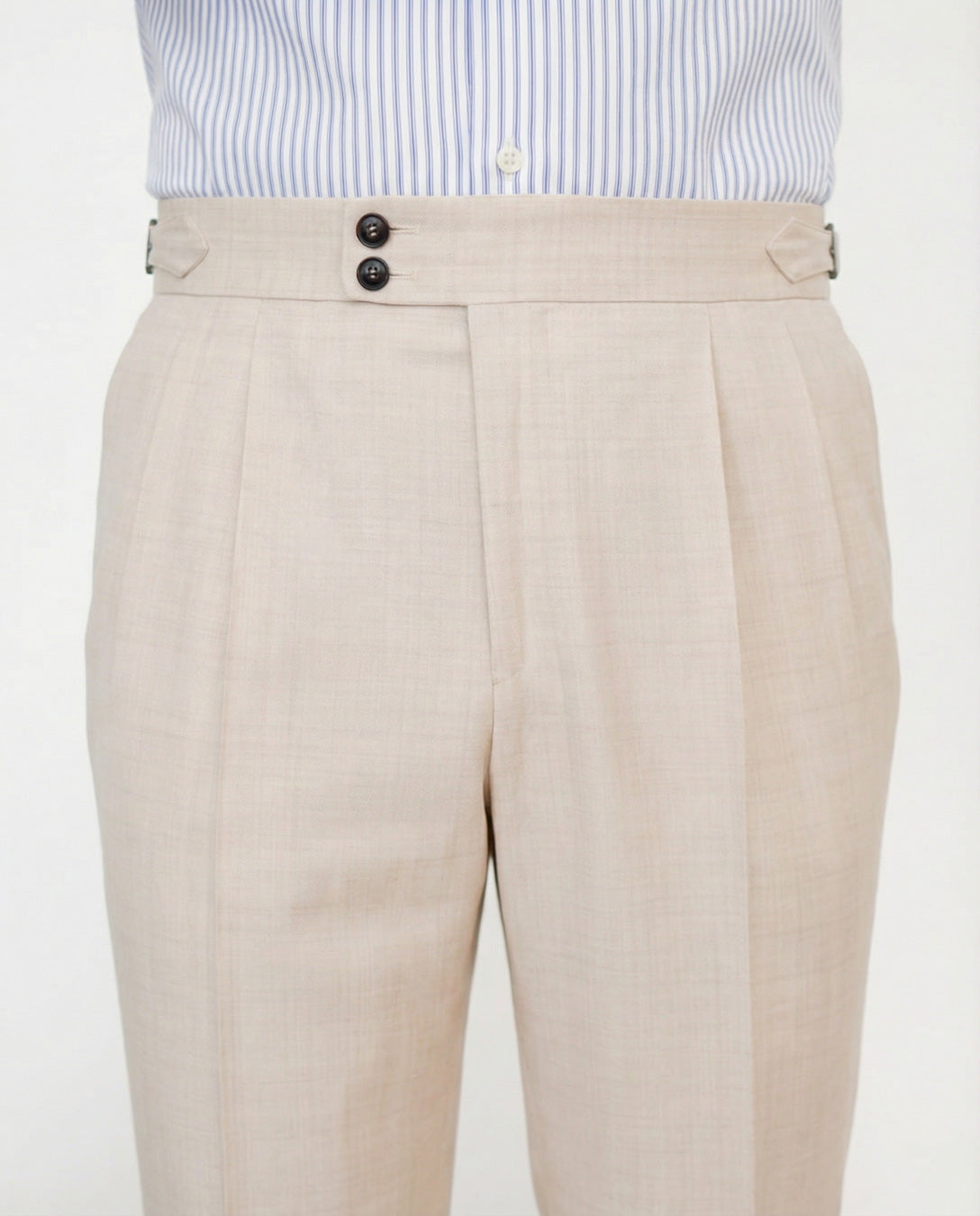 Pantalón Espiga Beige Pinzas 2 Botones
