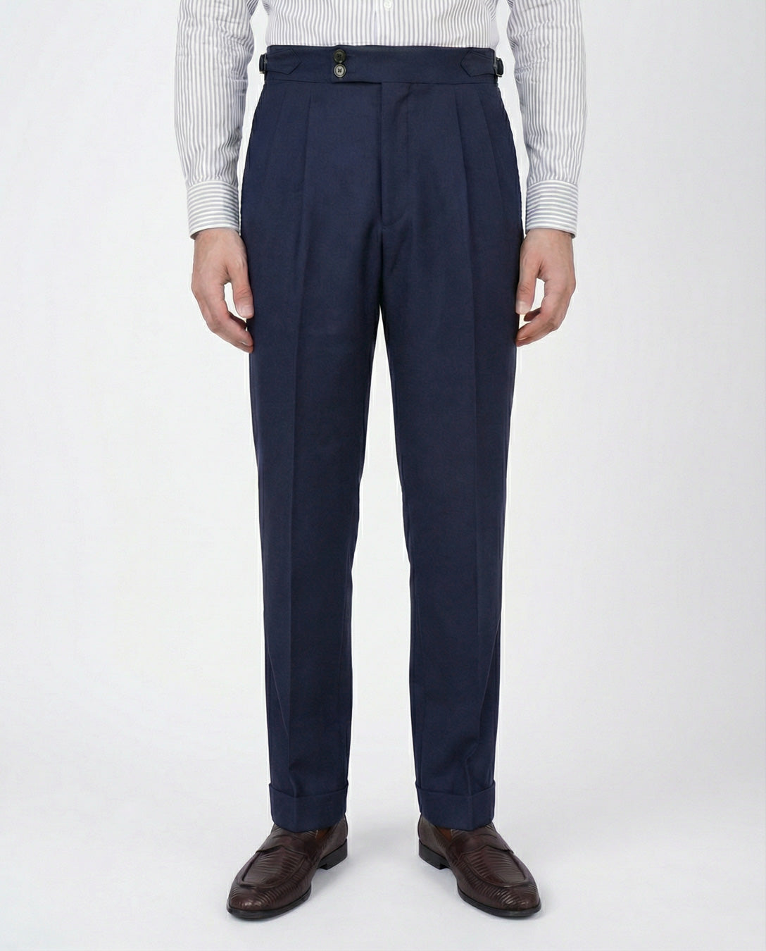 Pantalón de Franela Azul Pinzas 2 Botones