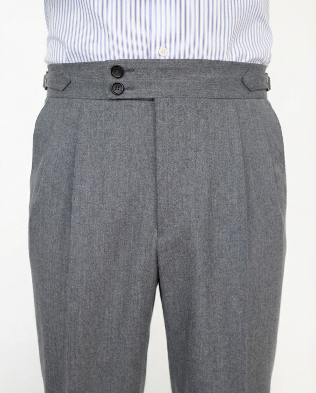 Pantalón de Franela Gris Pinzas 2 Botones