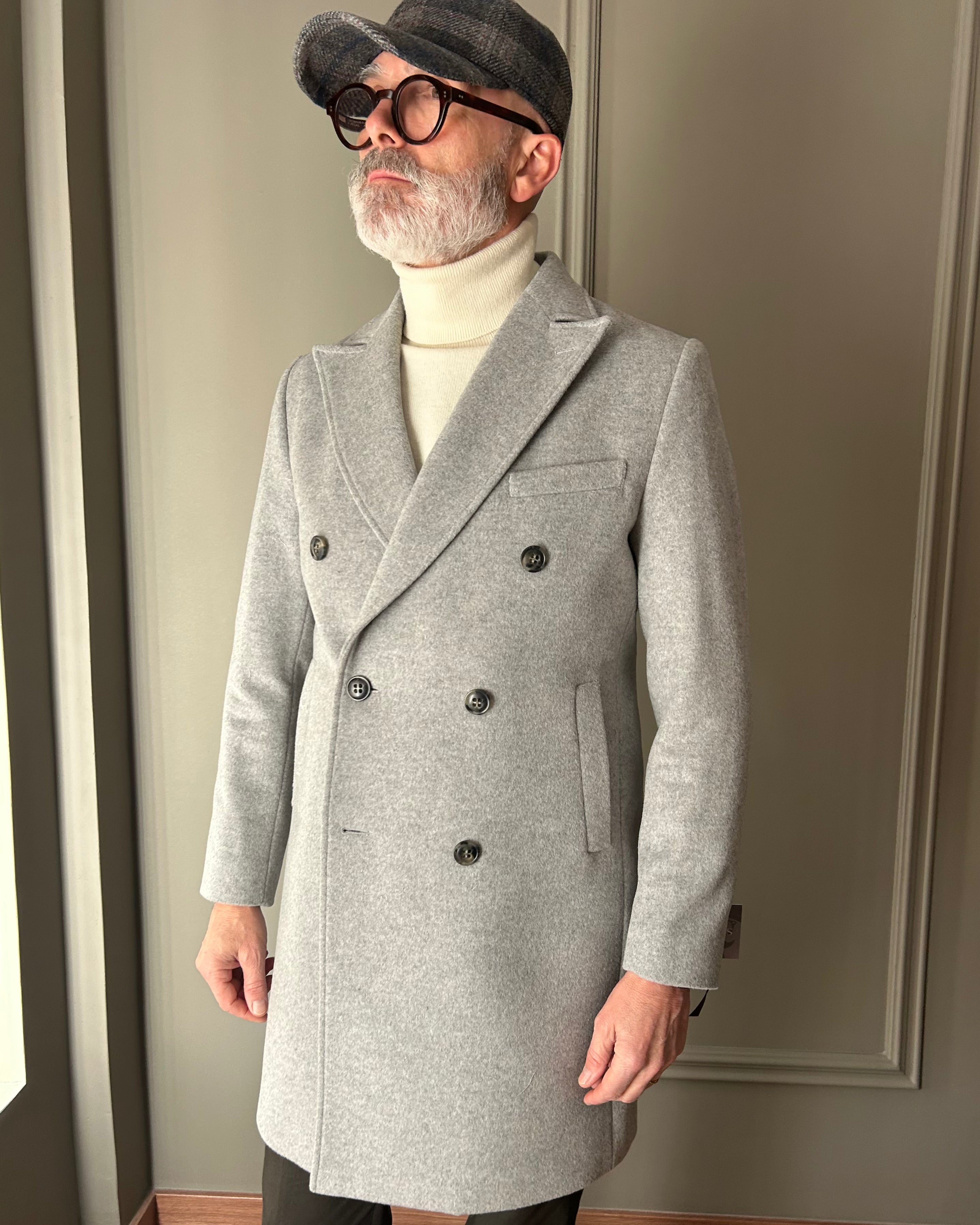 Abrigo de Lana Gris Claro