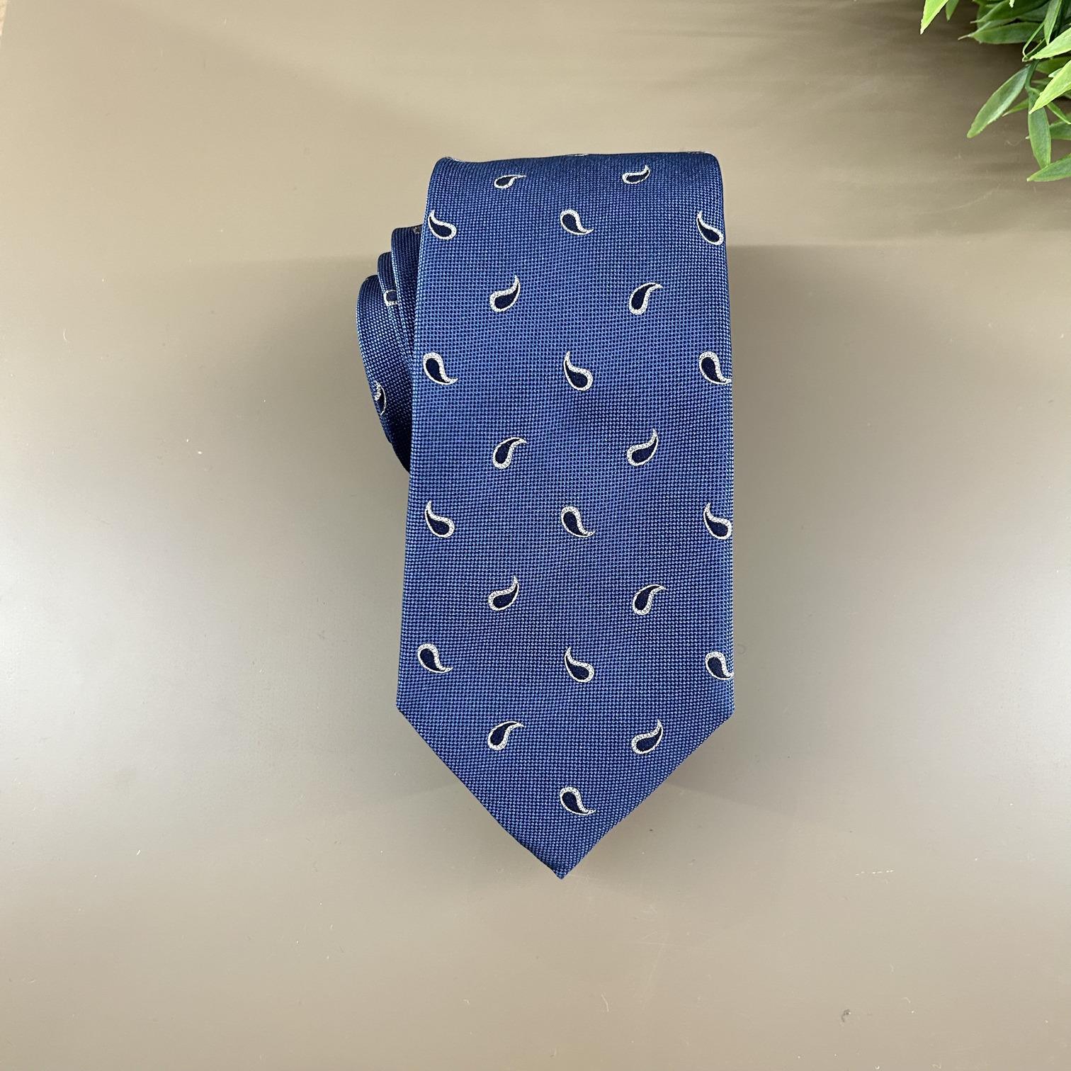 Corbata de seda azul jeans amebas