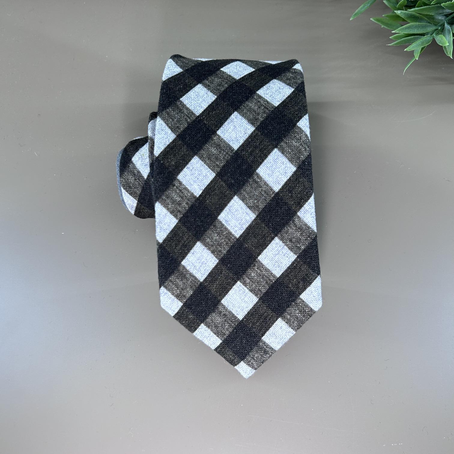 Moss green checked wool tie