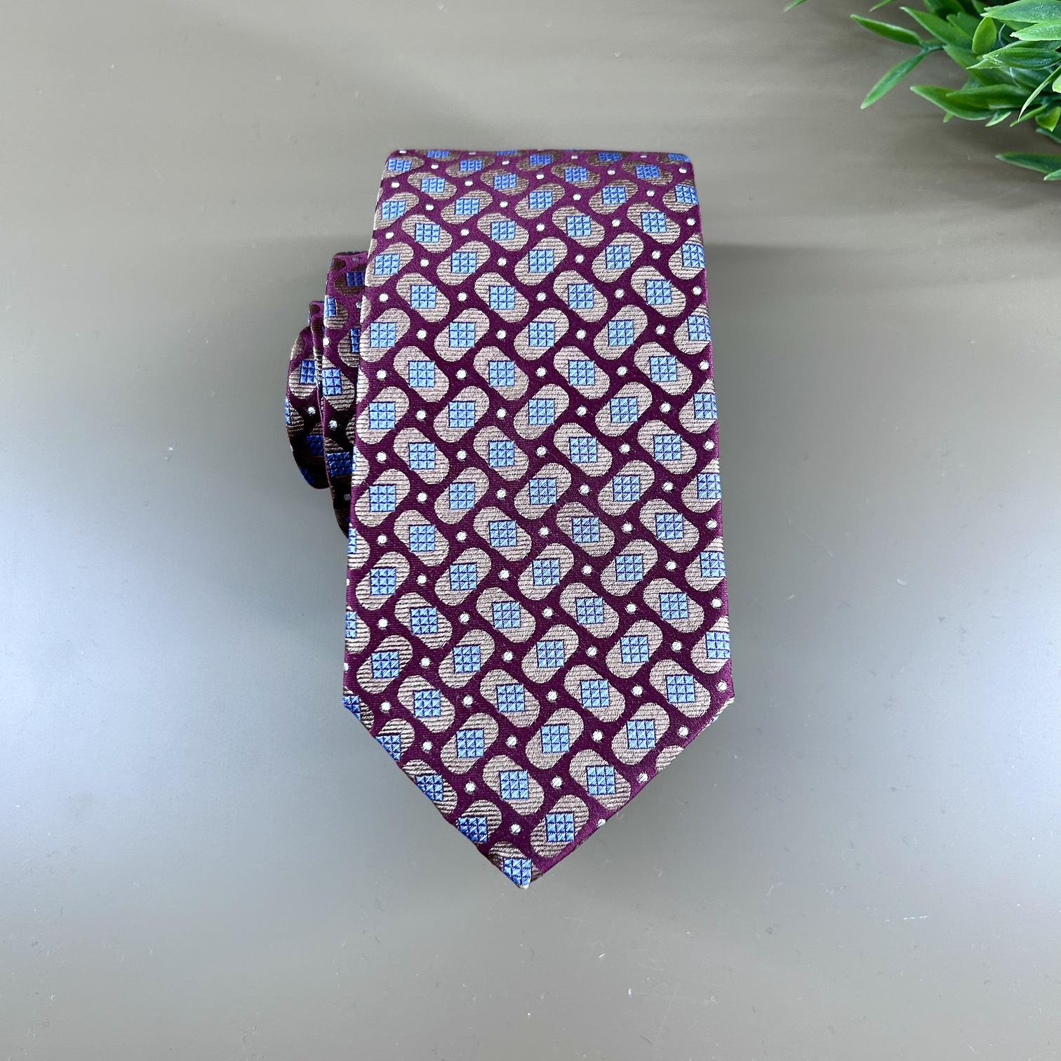Garnet tie with diamonds in camel and blue