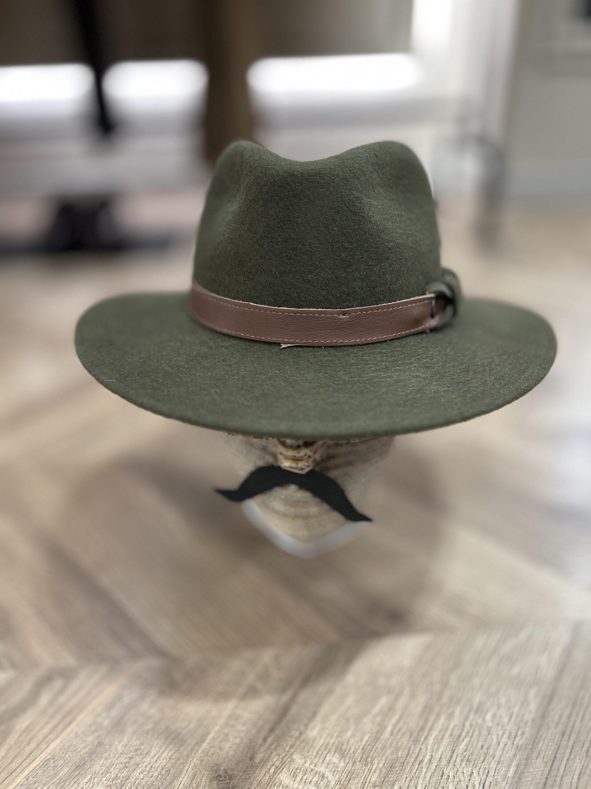 Moss green wool felt hat