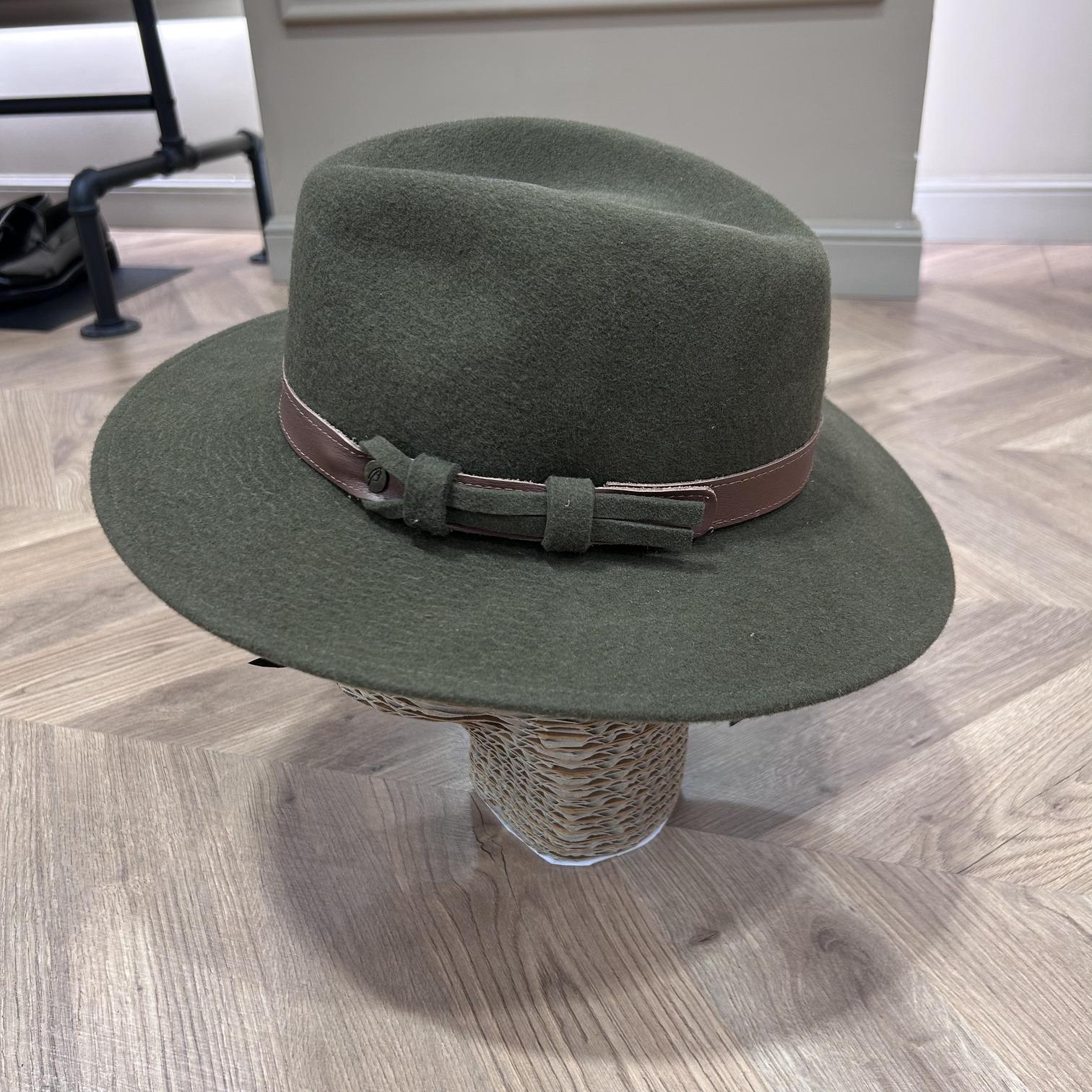 Moss green wool felt hat
