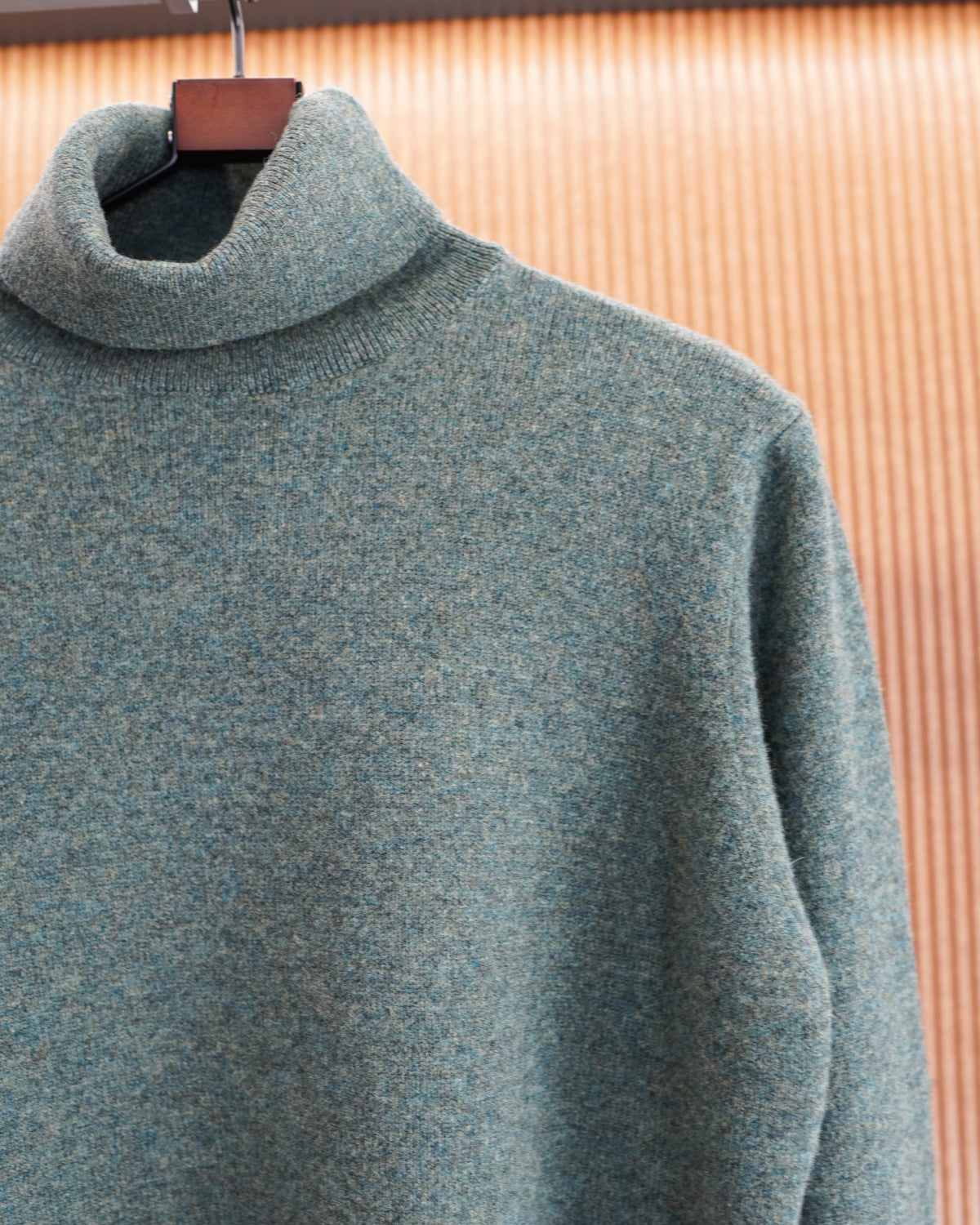 Jersey Verde lana Lambswool Cuello Alto