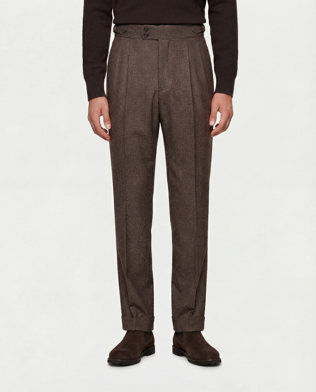 Pantalón Pata de Gallo Café Pinzas 2 Botones