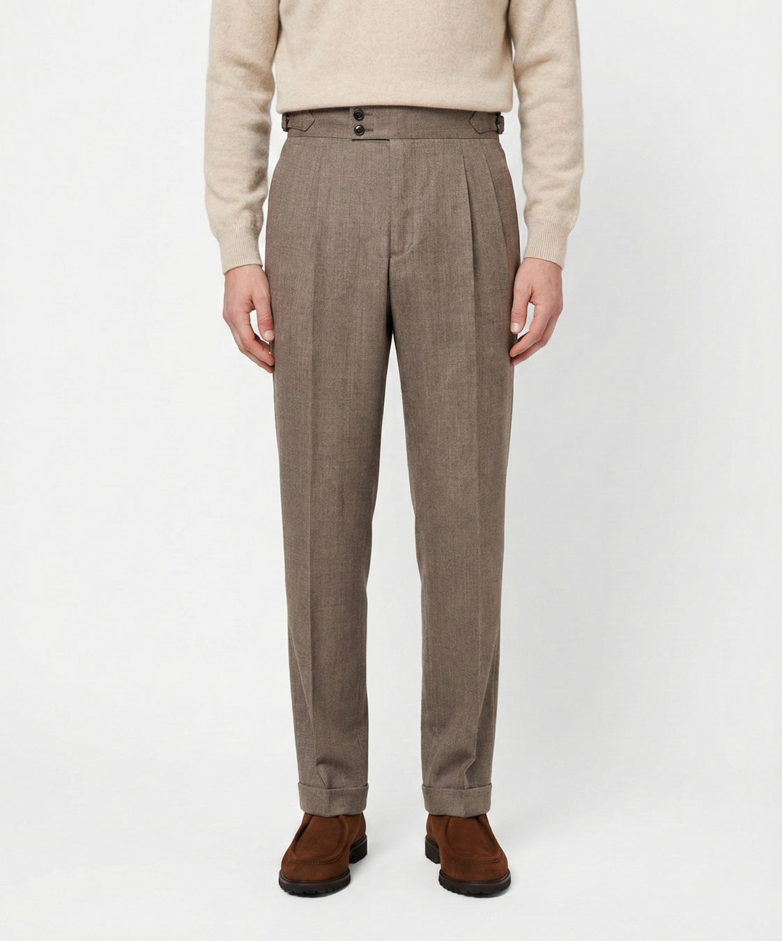 Pantalón Puntitos Moka Pinzas 2 Botones