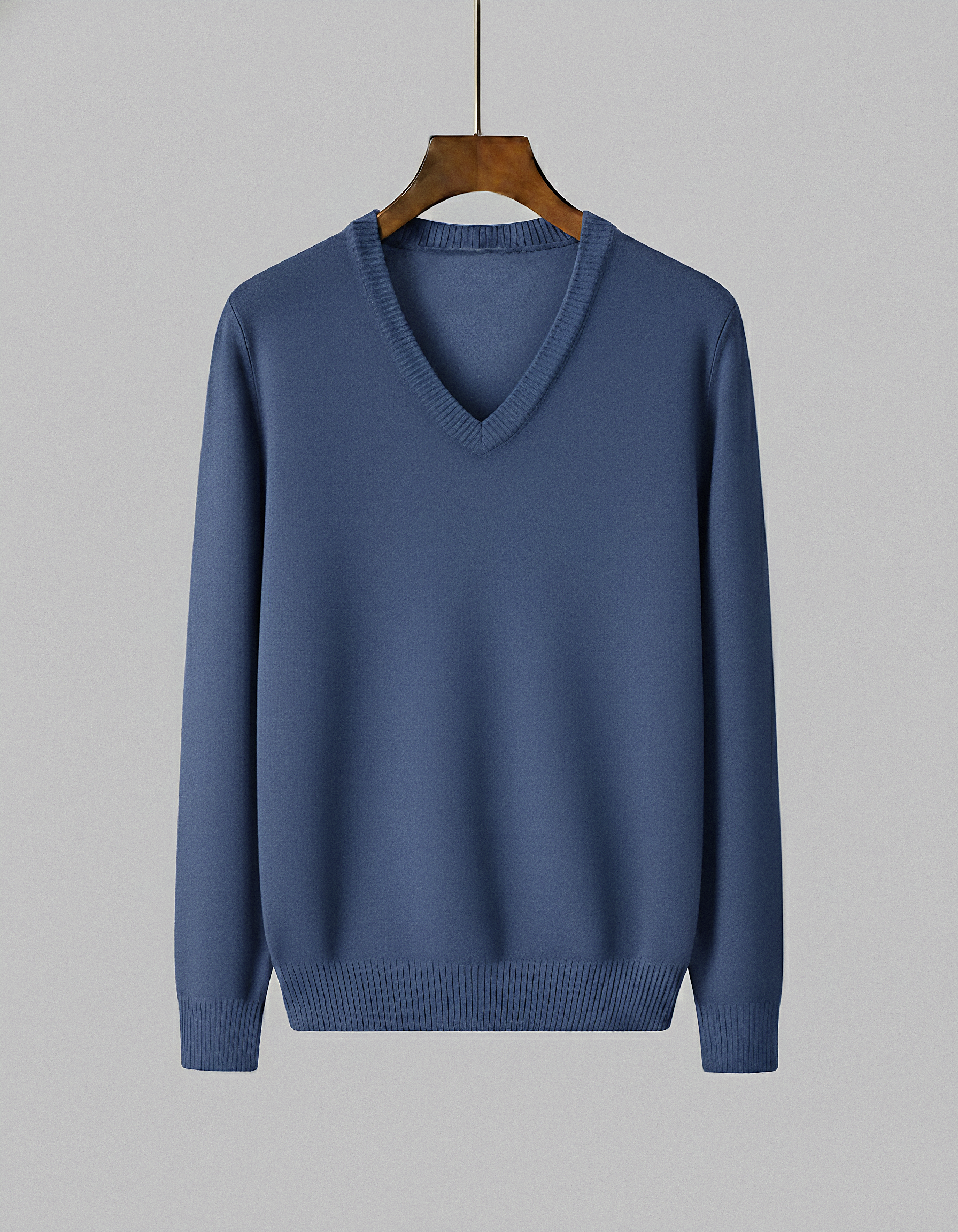 Jersey Azul Lana Lambswool Cuello Pico