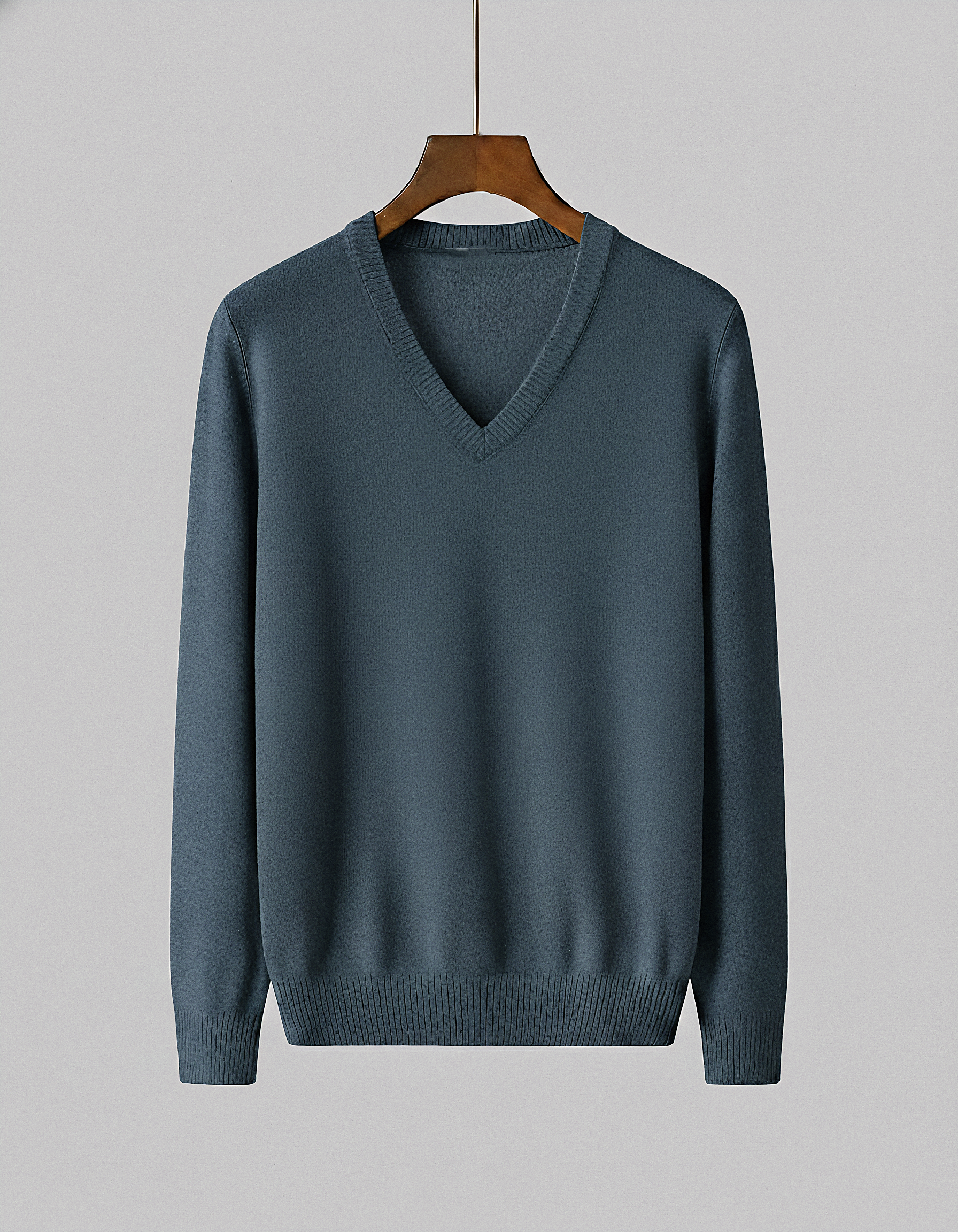 Jersey Turquesa Lambswool Cuello Pico