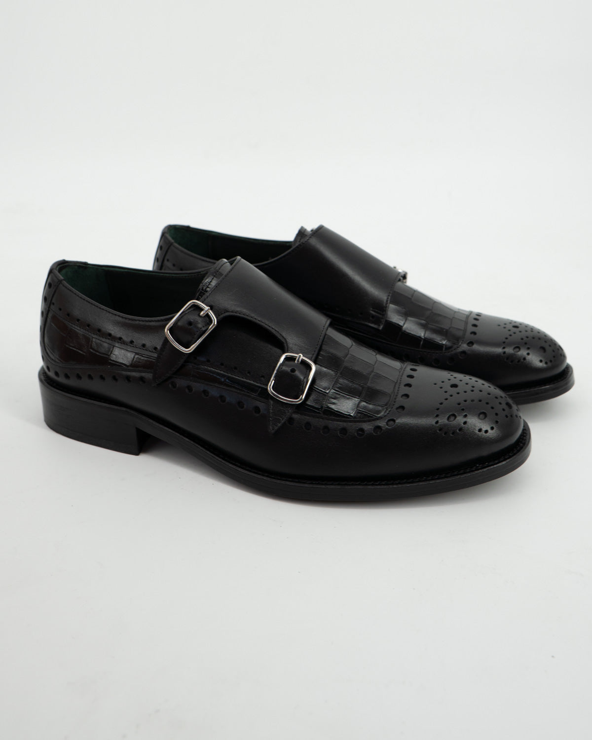 Zapato Doble Hebilla Wax color Negro/Coco
