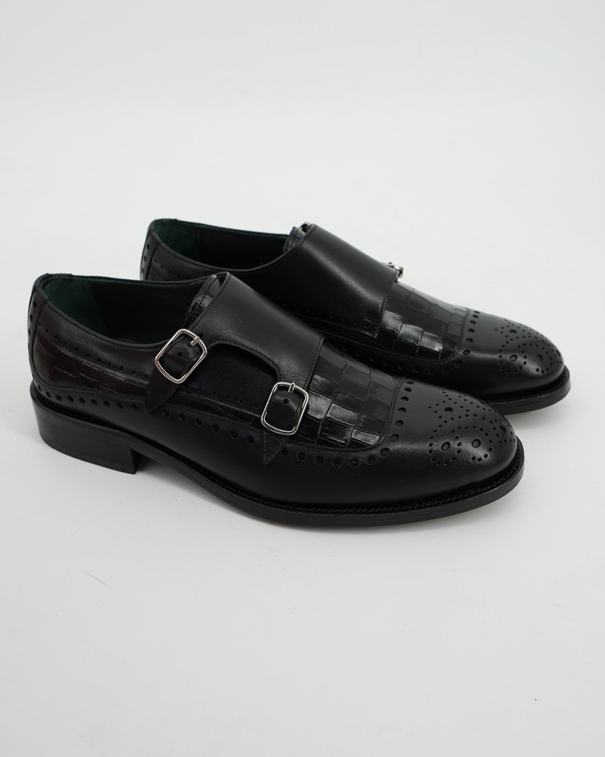 Zapato Doble Hebilla Wax color Negro/Coco