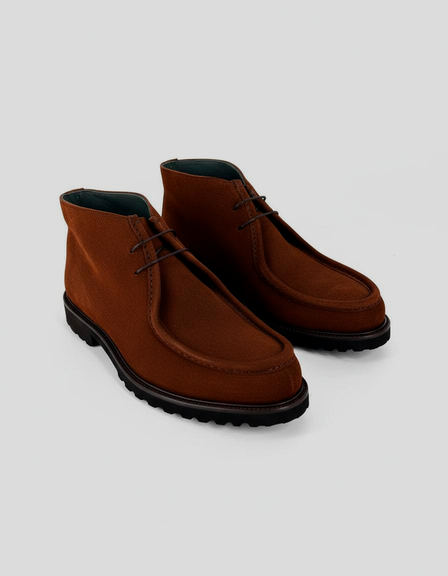Botines Cordón Serraje Coñac