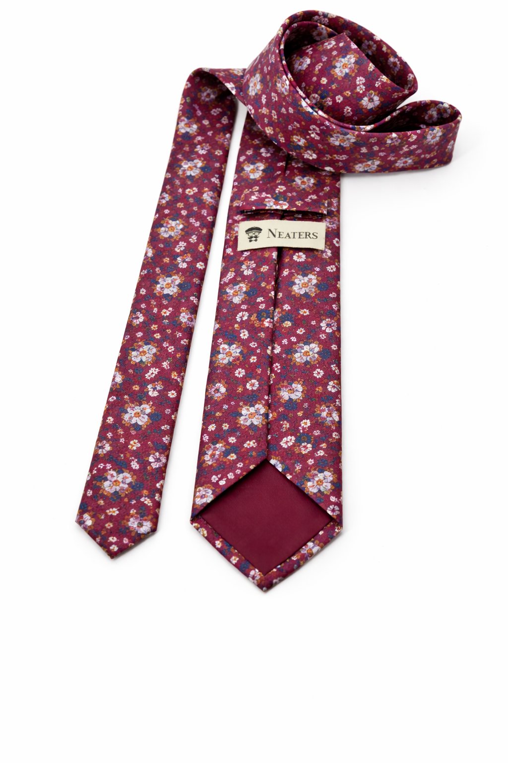 Blue jacquard tie with silver flowers