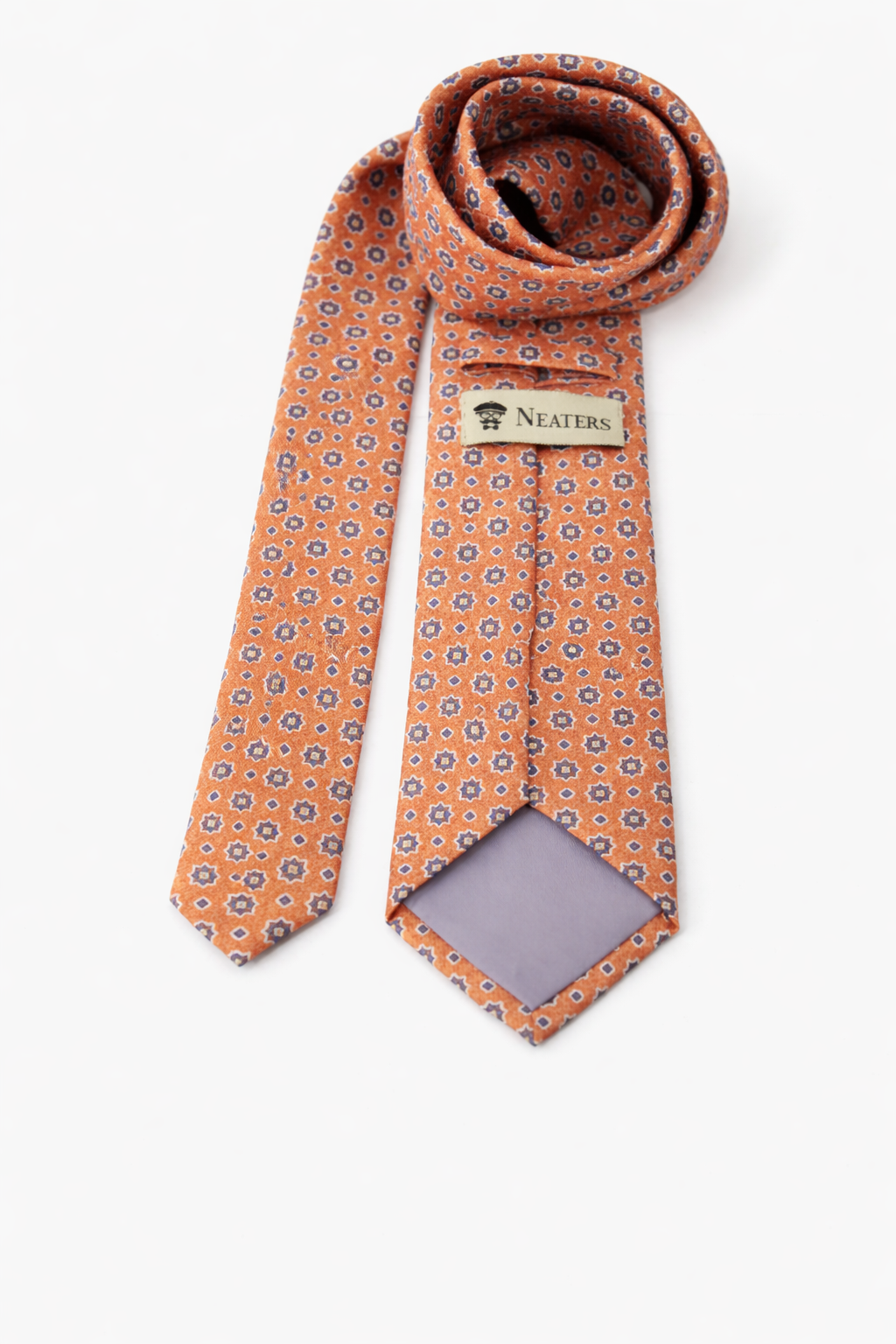 Blue jacquard tie with silver flowers