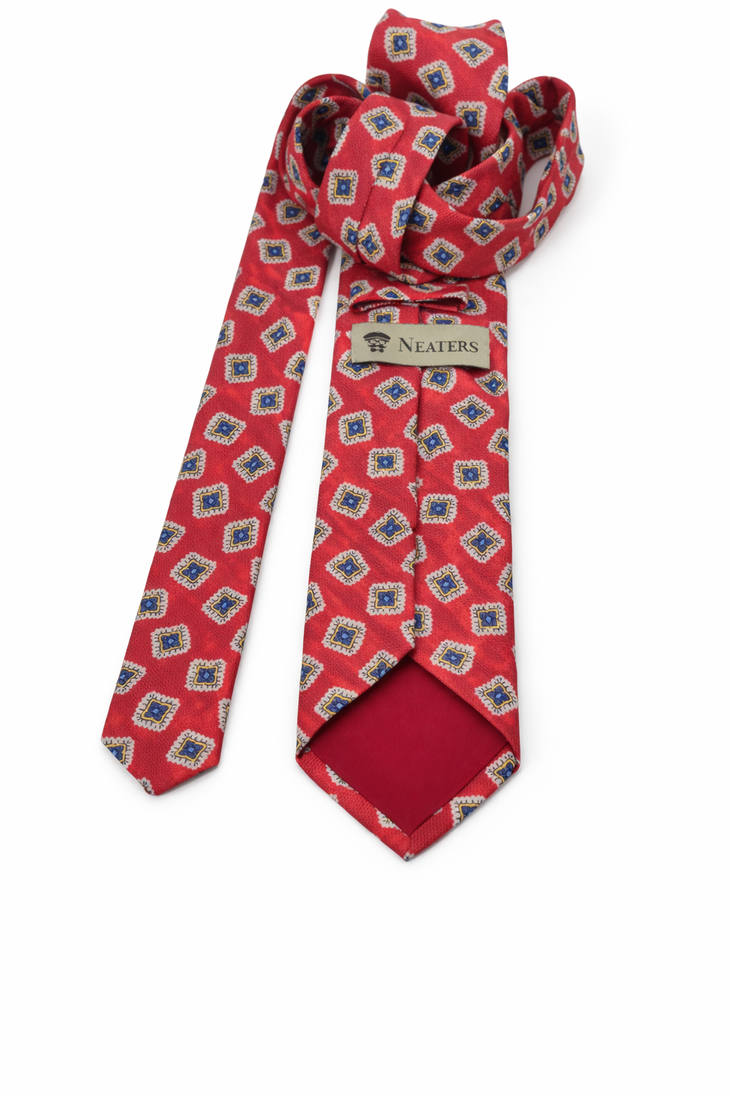 Blue jacquard tie with silver flowers