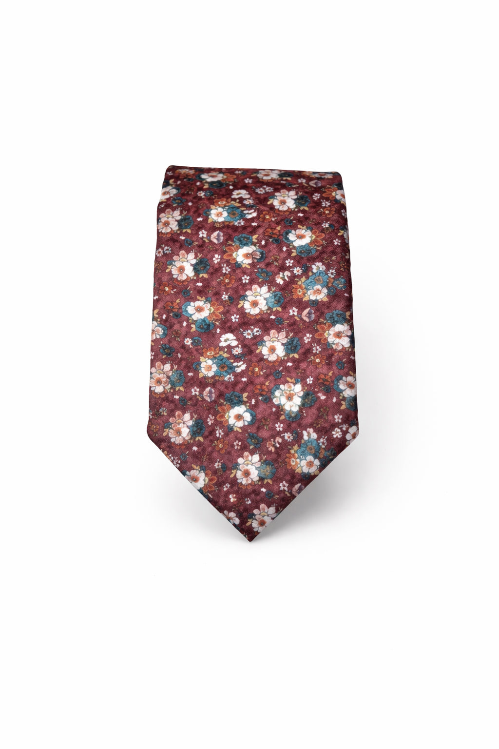 Blue jacquard tie with silver flowers