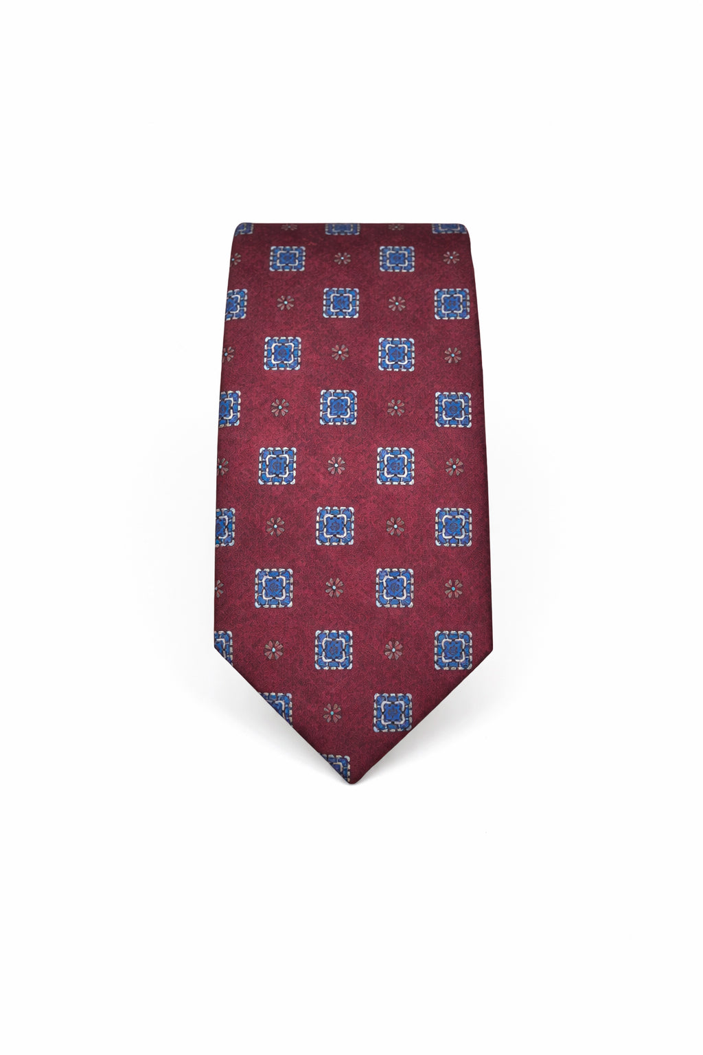 Blue jacquard tie with silver flowers