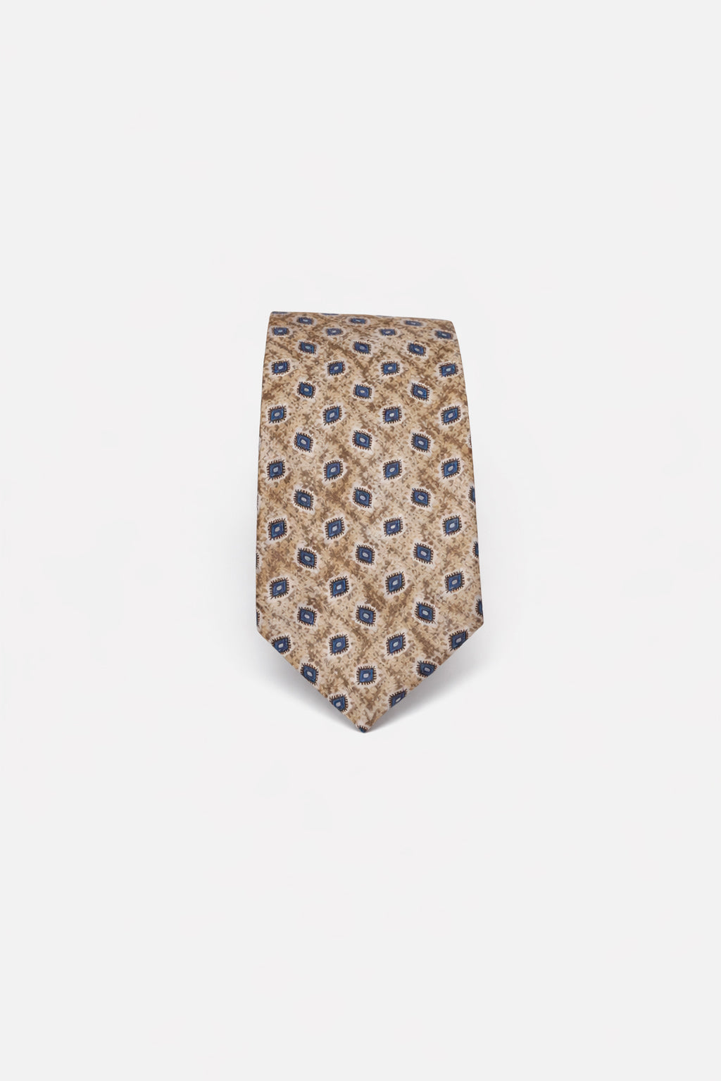 Blue jacquard tie with silver flowers