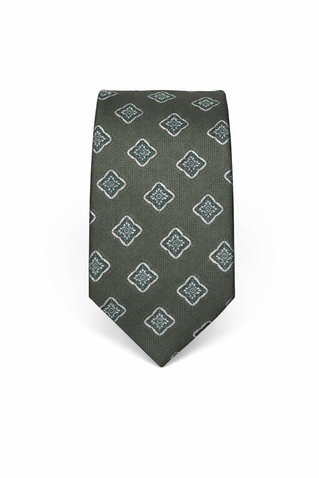 Blue jacquard tie with silver flowers