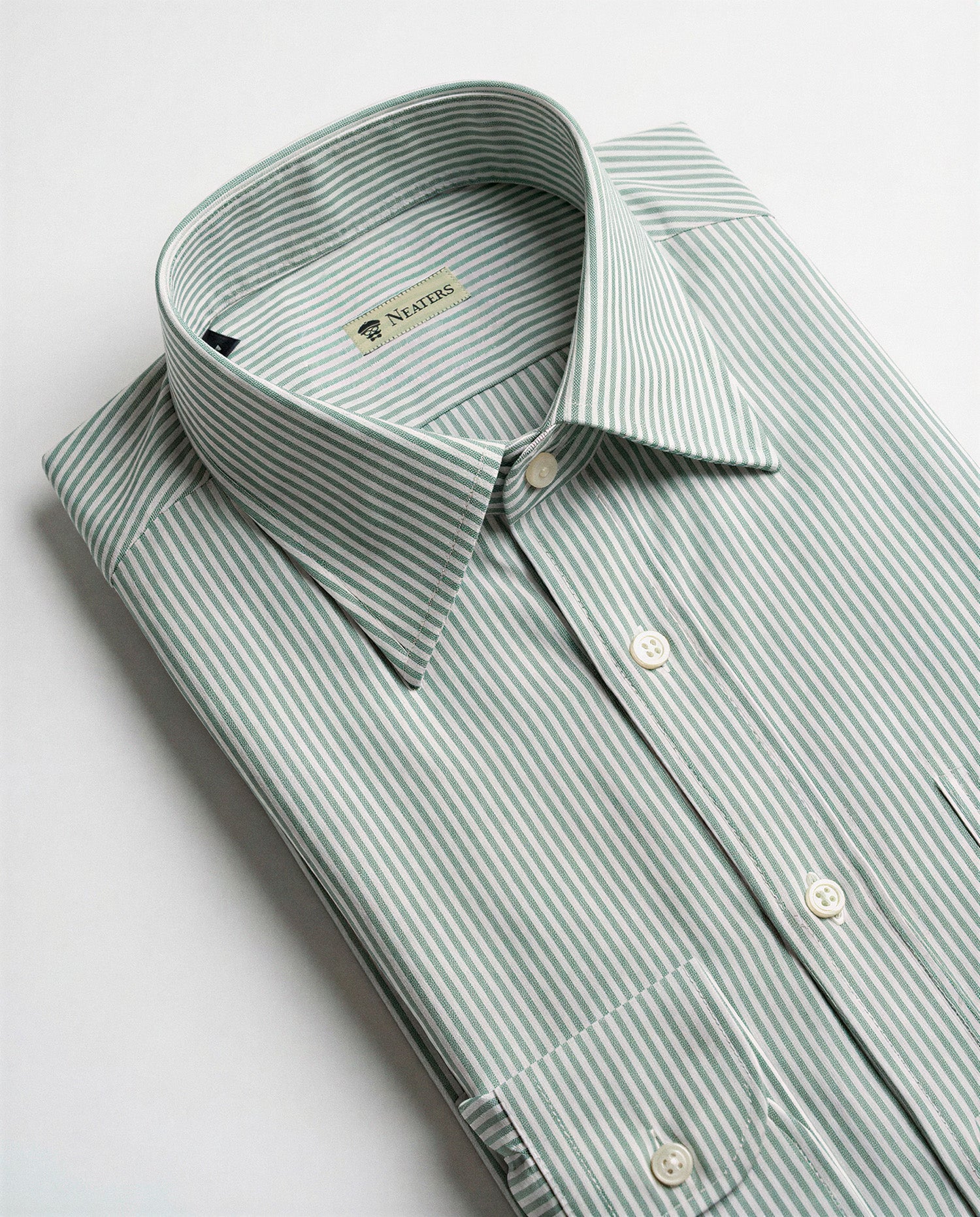 Camisa Oxford Rayas Verde Claro