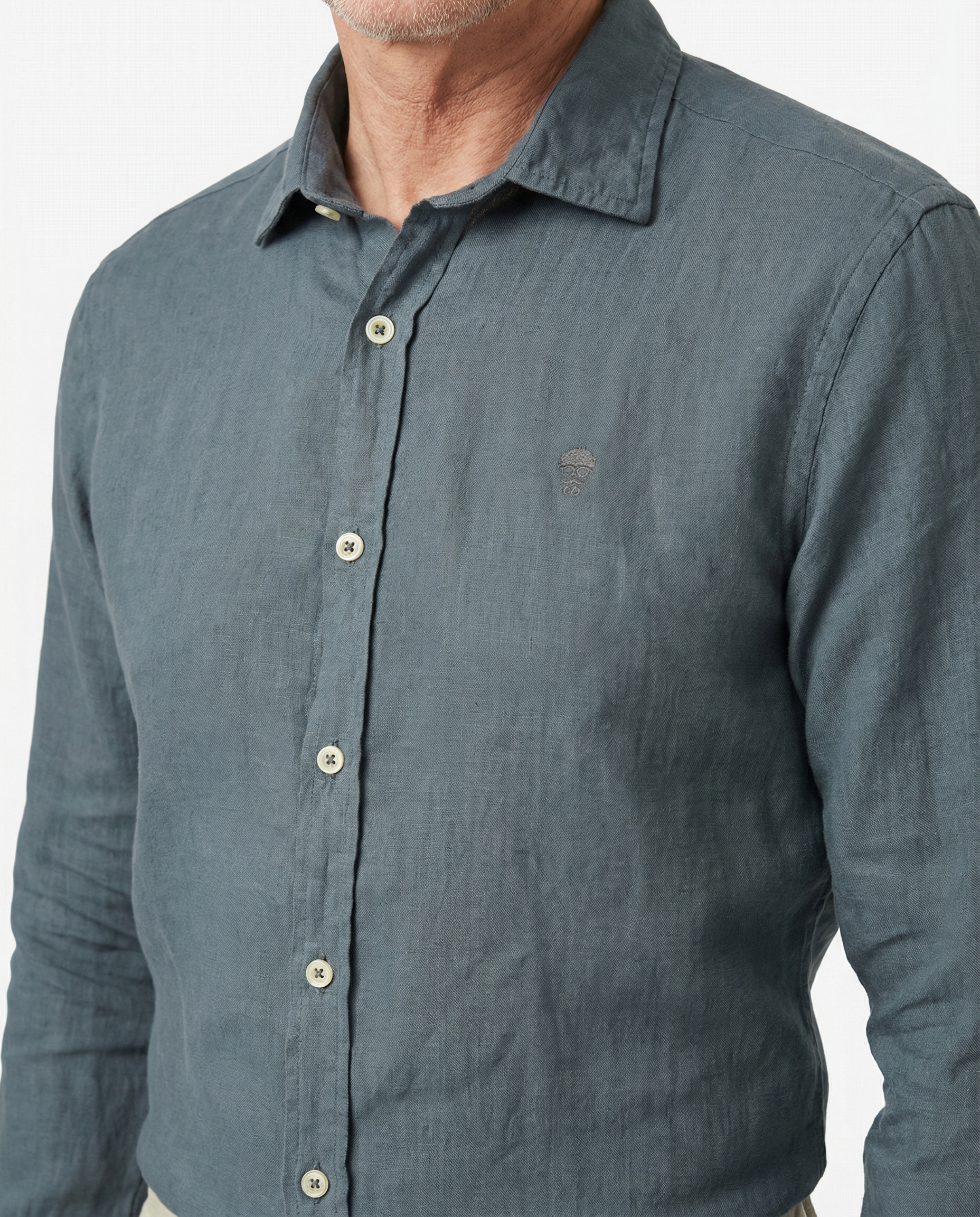 Camisa Lino Gris Antracita