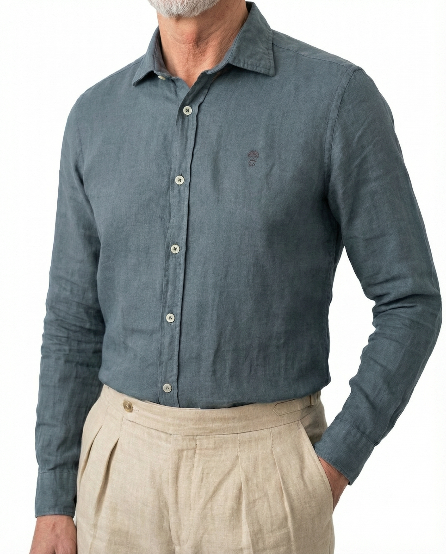 Camisa Lino Gris Antracita